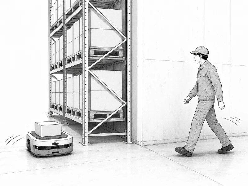 棚や壁の先が死角になる