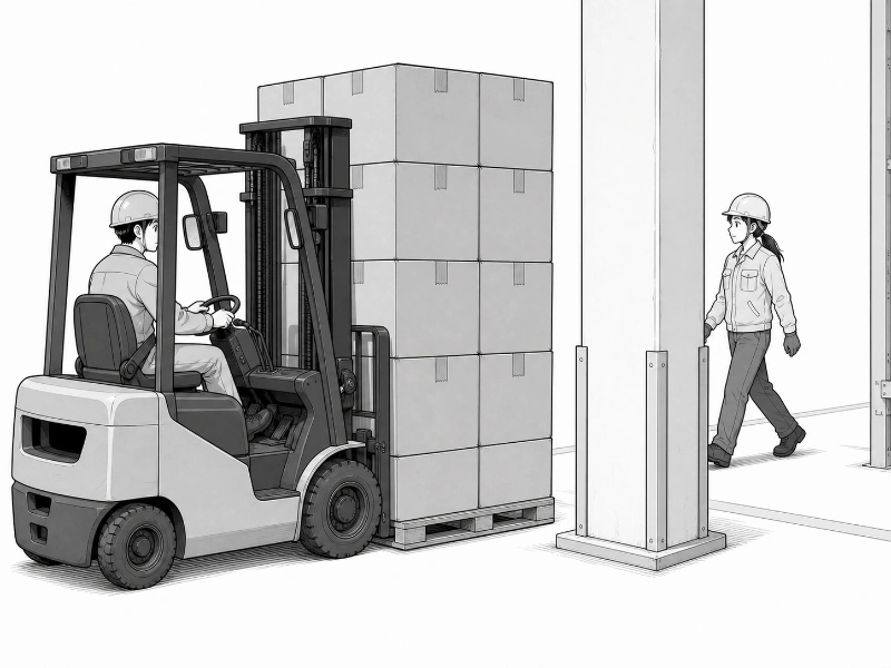 荷物や柱の陰が死角になる