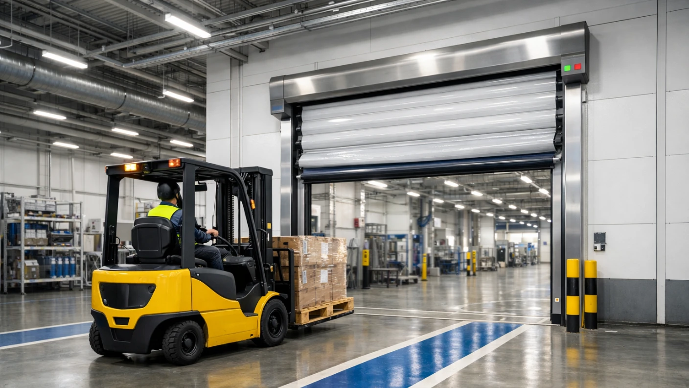 シートシャッター自動開閉システム（フォークリフト接近連動）のサムネイル